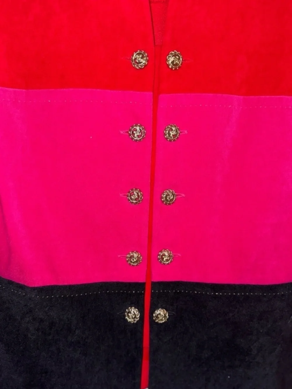 Leslie Fay Red Pink and Black Colorblock Blazer - Picture 3 of 4